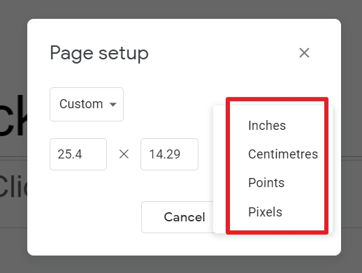 Google Slide custom ratio