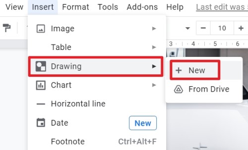 Insert tab in google docs