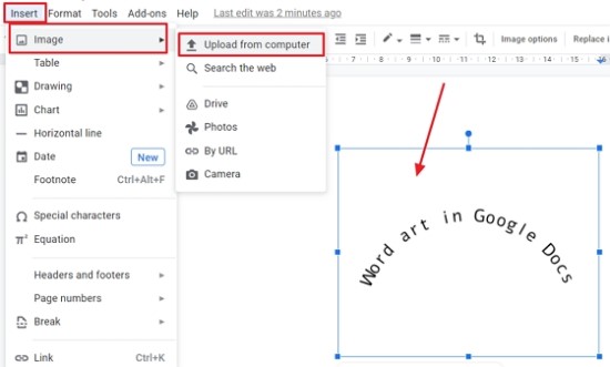 How To Upload Curved Text file In Google Docs