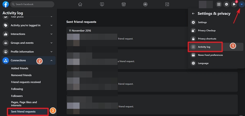 How To Delete Sent Friend Request Activity Log On Facebook