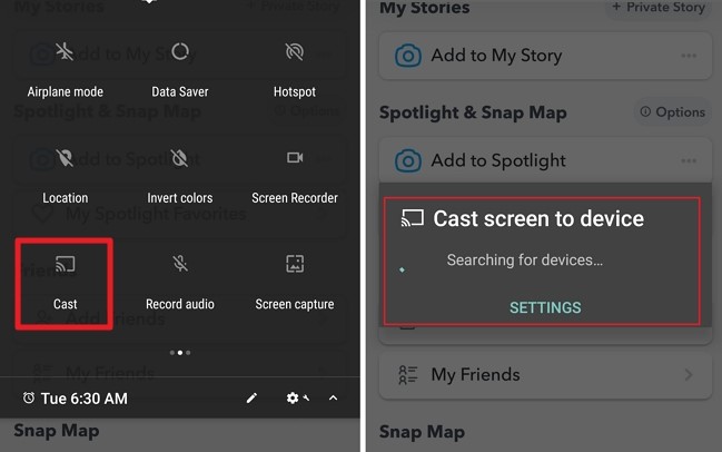 Snapchat Screenshot by using Screen Mirroring Feature