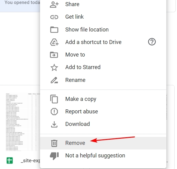Remove File From Quick Access In Google Drive