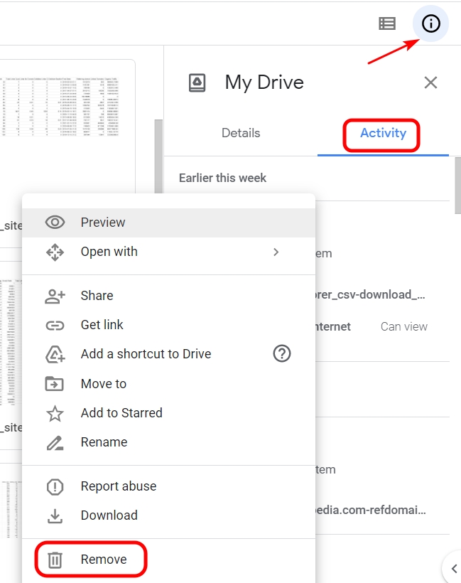 Clear Your Recent Activity On Google Drive Windows