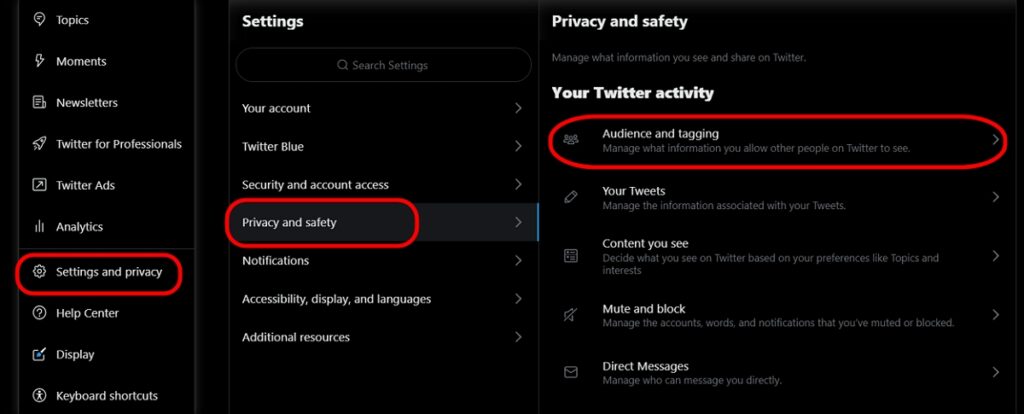 Settings menu screenshot for learning how to make a Twitter account private